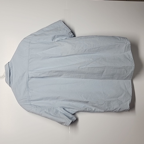 Free Assembly mens XXL blue/white stripe button-down collared short sleeve shirt - Picture 7 of 11